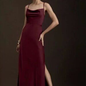NEW BHLDN Cali Dress Purple Satin Midi Slip Bridesmaid Anthropologie Size 8